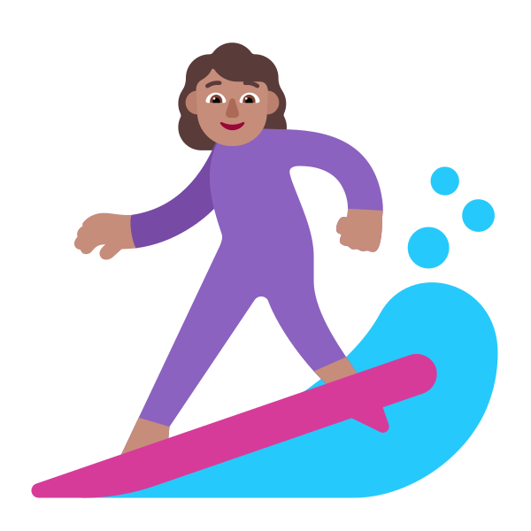 Woman Surfing Flat Medium
