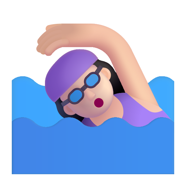 Woman Swimming Color Light Vector