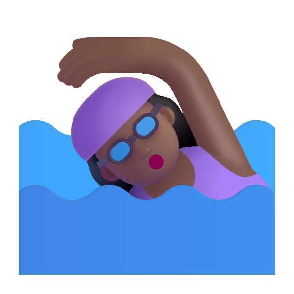 Woman Swimming Color Medium Dark Vector