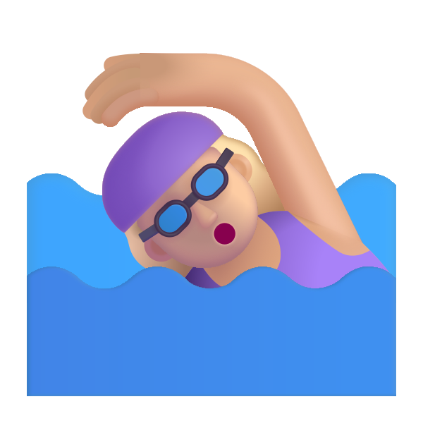 Woman Swimming Color Medium Light Vector