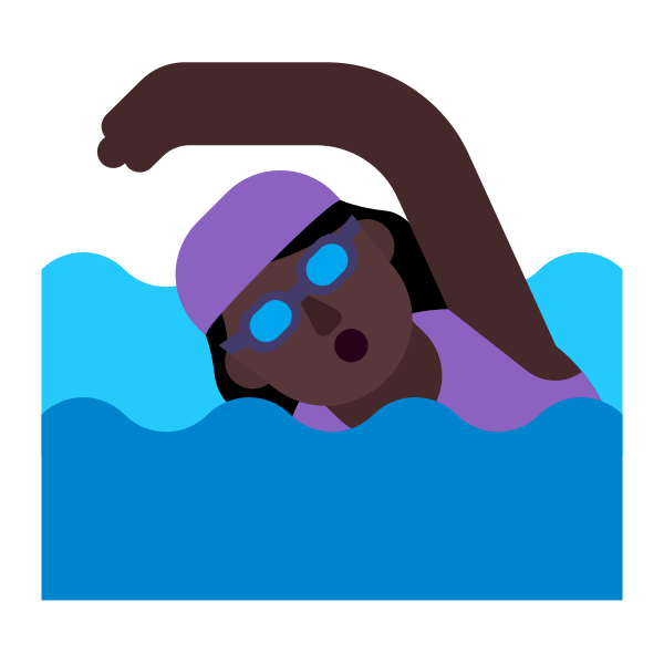 Woman Swimming Flat Dark Vector