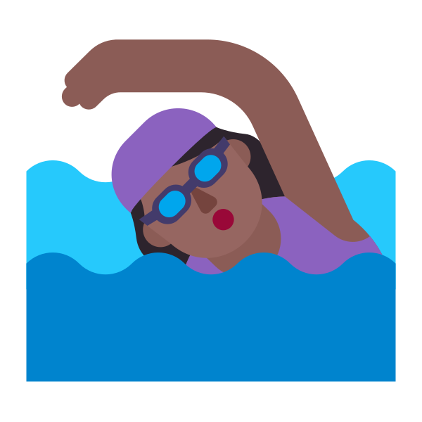 Woman Swimming Flat Medium Dark Vector