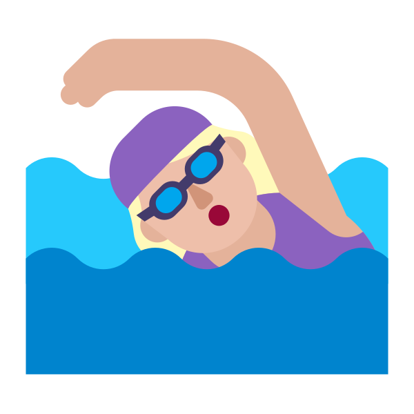 Woman Swimming Flat Medium Light Vector