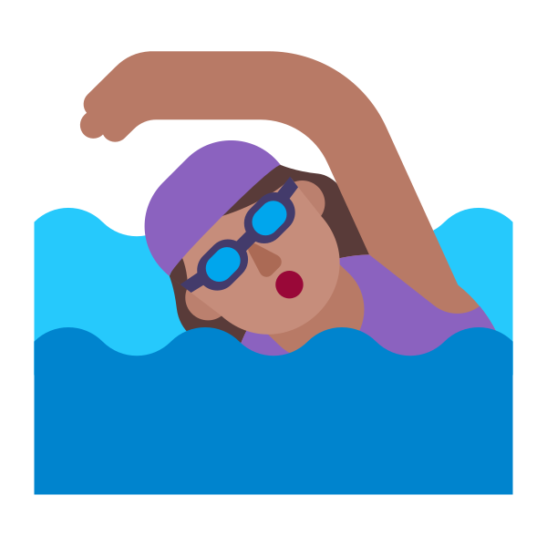 Woman Swimming Flat Medium Vector