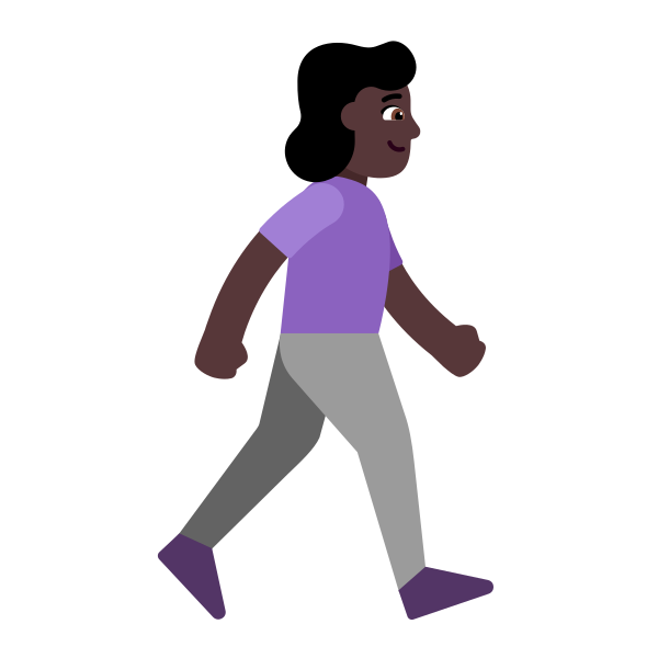 Woman Walking Facing Right Flat Dark Vector