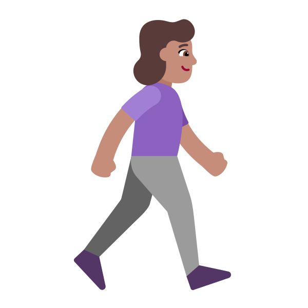 Woman Walking Facing Right Flat Medium Vector