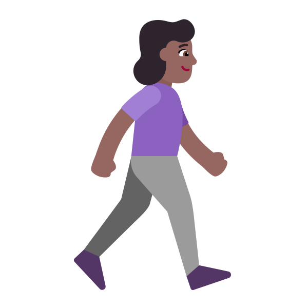 Woman Walking Facing Right Flat Medium Dark Vector