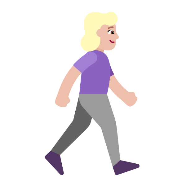 Woman Walking Facing Right Flat Medium Light