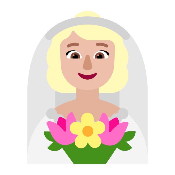 Woman With Veil Flat Medium Light Vector