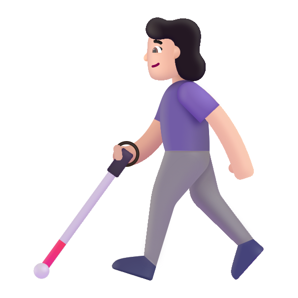 Woman With White Cane Color Light