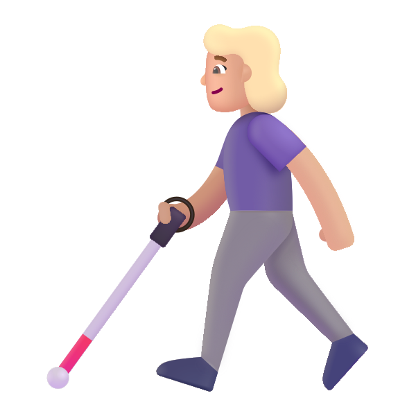 Woman With White Cane Color Medium Light Vector