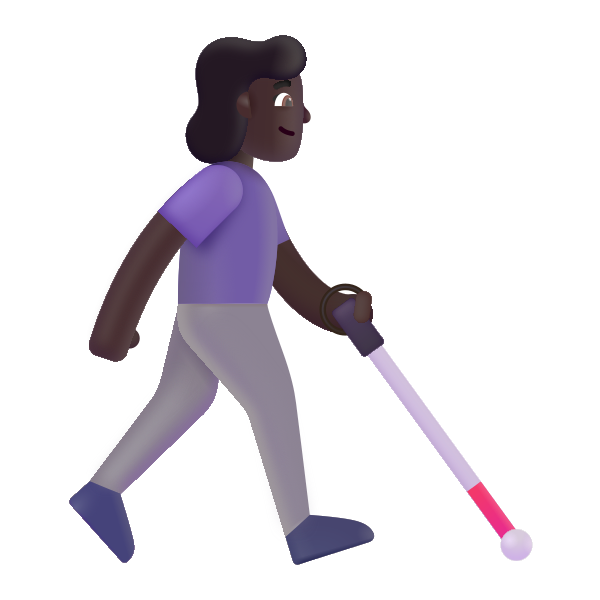 Woman With White Cane Facing Right Color Dark