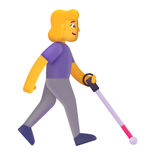 Woman With White Cane Facing Right Color Default Vector