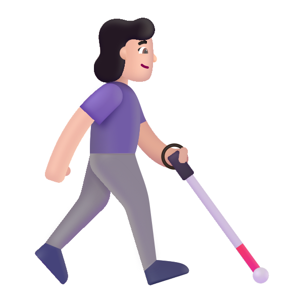 Woman With White Cane Facing Right Color Light