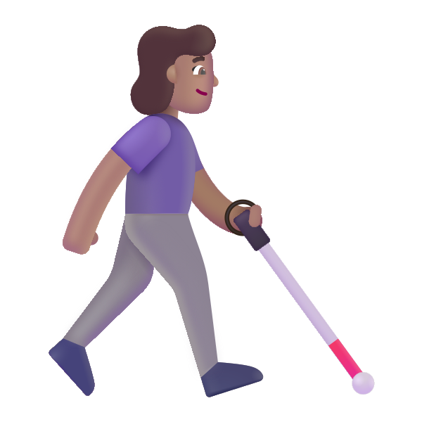 Woman With White Cane Facing Right Color Medium Vector