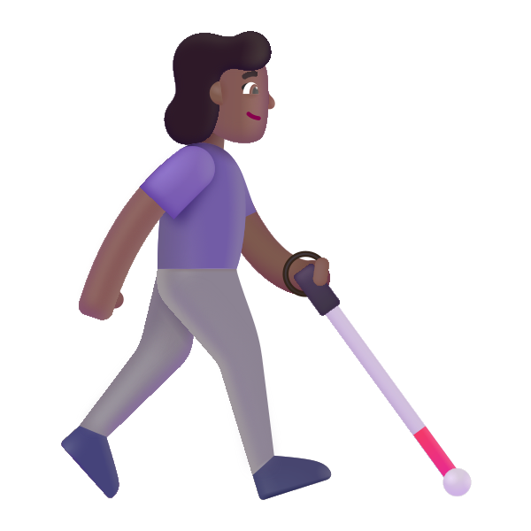Woman With White Cane Facing Right Color Medium Dark