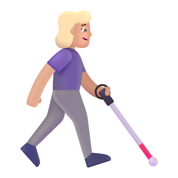 Woman With White Cane Facing Right Color Medium Light