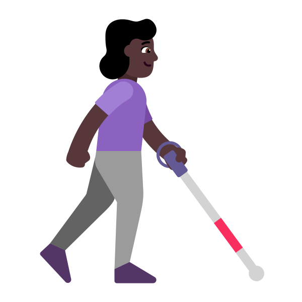 Woman With White Cane Facing Right Flat Dark