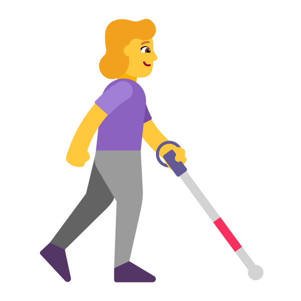 Woman With White Cane Facing Right Flat Default Vector