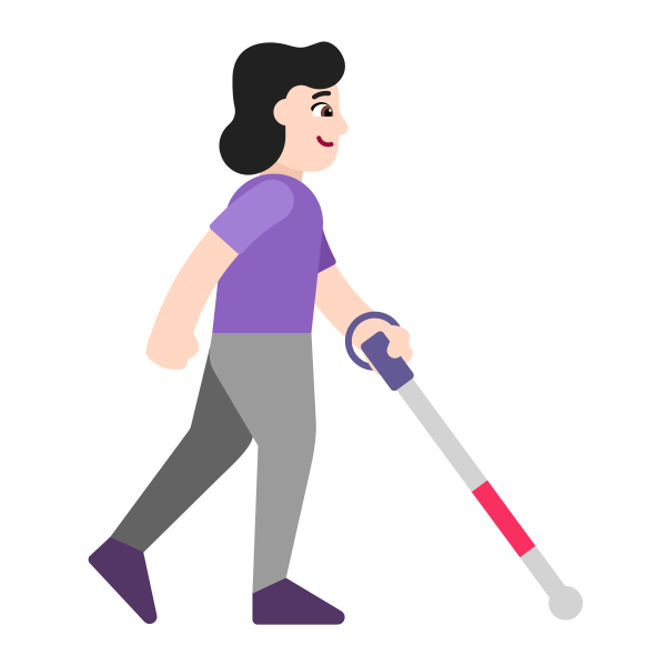 Woman With White Cane Facing Right Flat Light