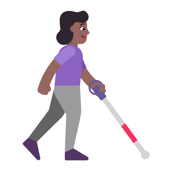 Woman With White Cane Facing Right Flat Medium Dark