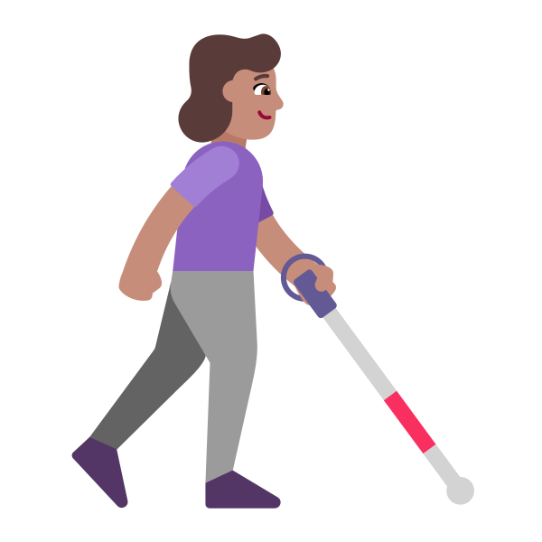 Woman With White Cane Facing Right Flat Medium