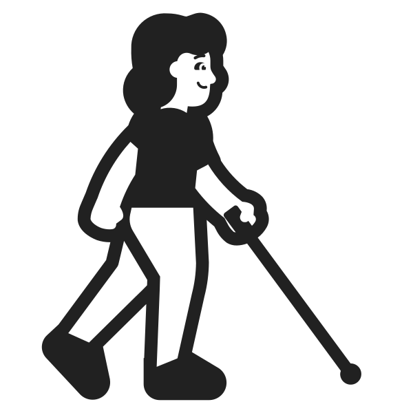Woman With White Cane Facing Right High Contrast Default Vector