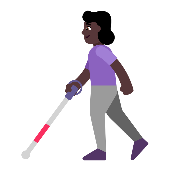Woman With White Cane Flat Dark Vector