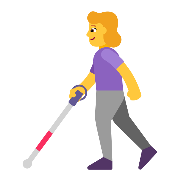 Woman With White Cane Flat Default Vector