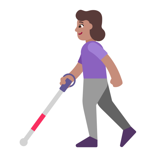 Woman With White Cane Flat Medium Vector