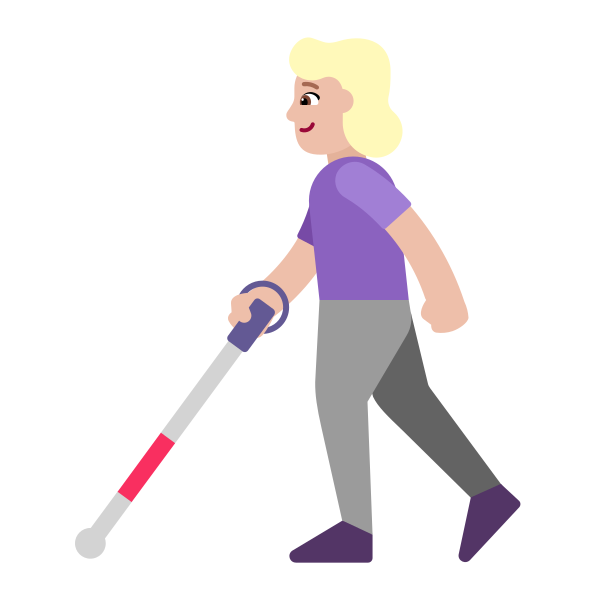 Woman With White Cane Flat Medium Light