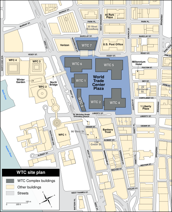 WTC Building Arrangement And Site Plan Vector