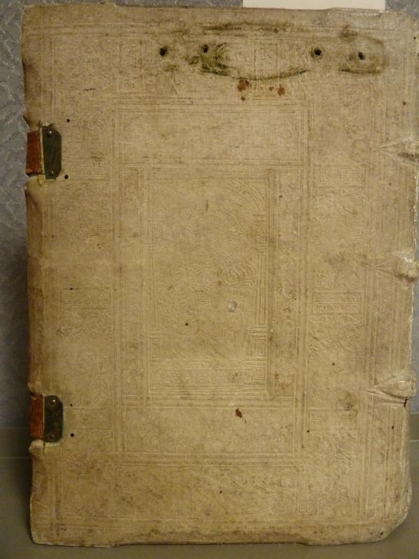 16th century German binding: full blind-tooled pigskin over wooden boards
