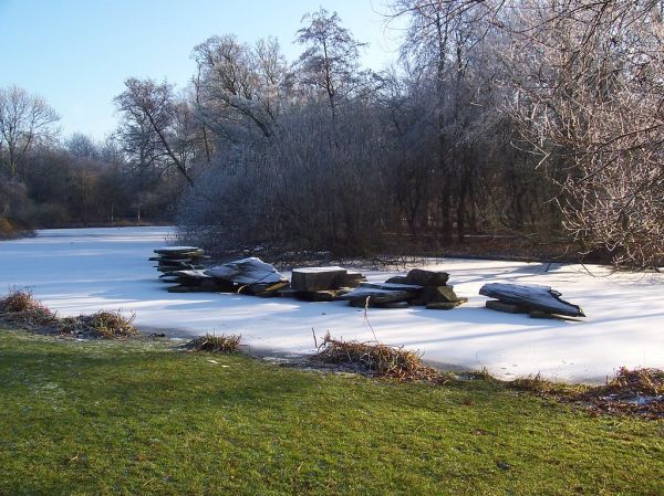 2007.12 - 'Photo of a frozen water pool in the Vondel-park, Amsterdam city', frozen urban nature in December; Dutch photo - urban photography by Arjan Heijnsbroek, The Netherlands