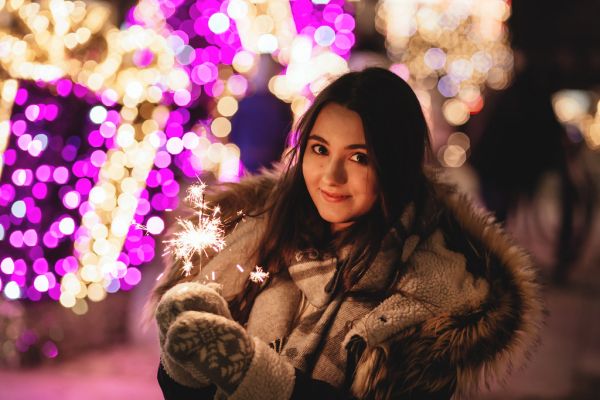 A girl holding a sparkler