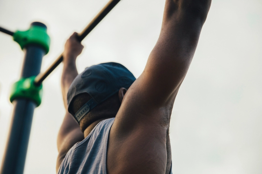 A man performing pull-ups