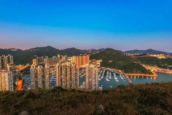 Aberdeen Typhoon Shelters view at Yuk Kwai Shan (mount Johnston)
