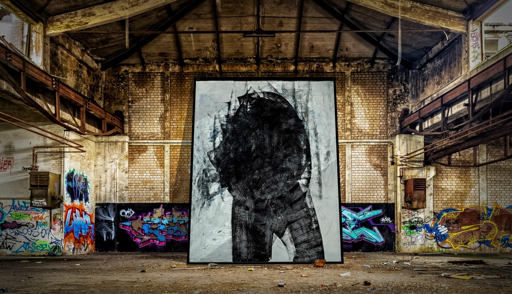 Abstract art exhibition, location unknown