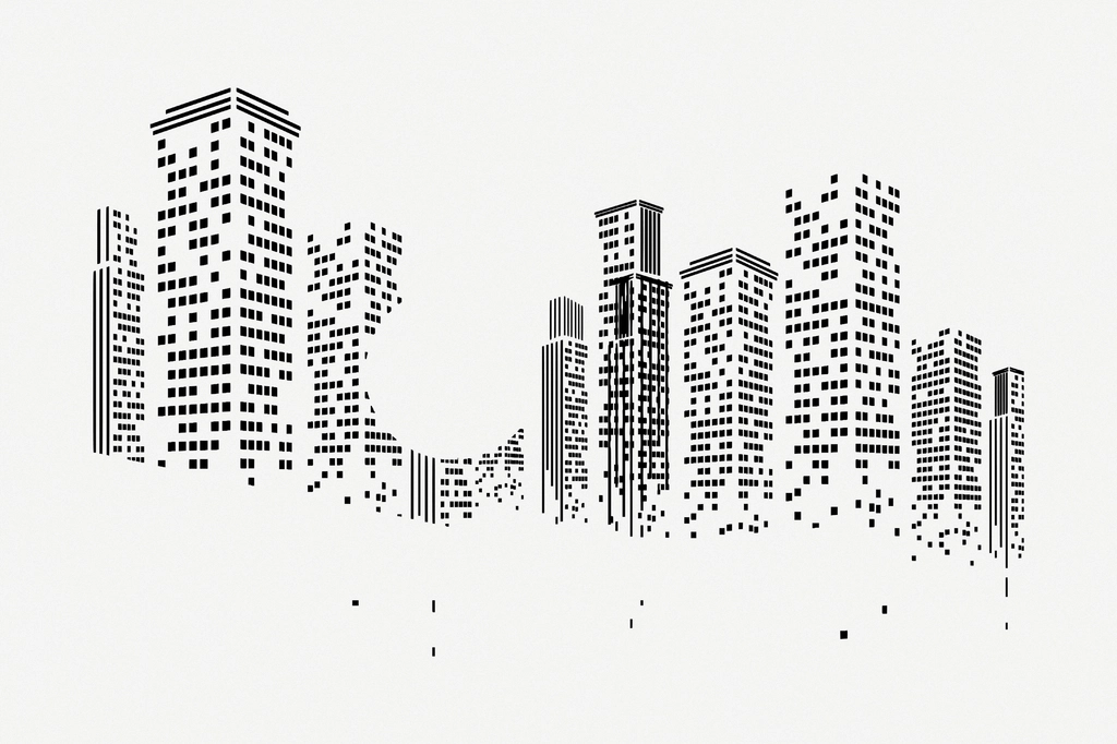 Abstract city skyline border background