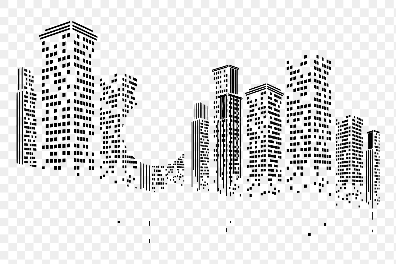 Abstract city skyline png border