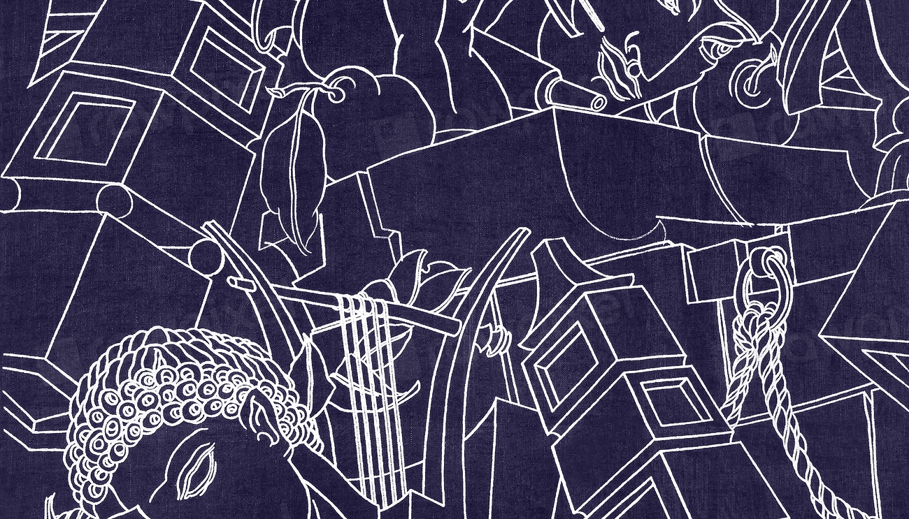 Abstract religious line art, blue