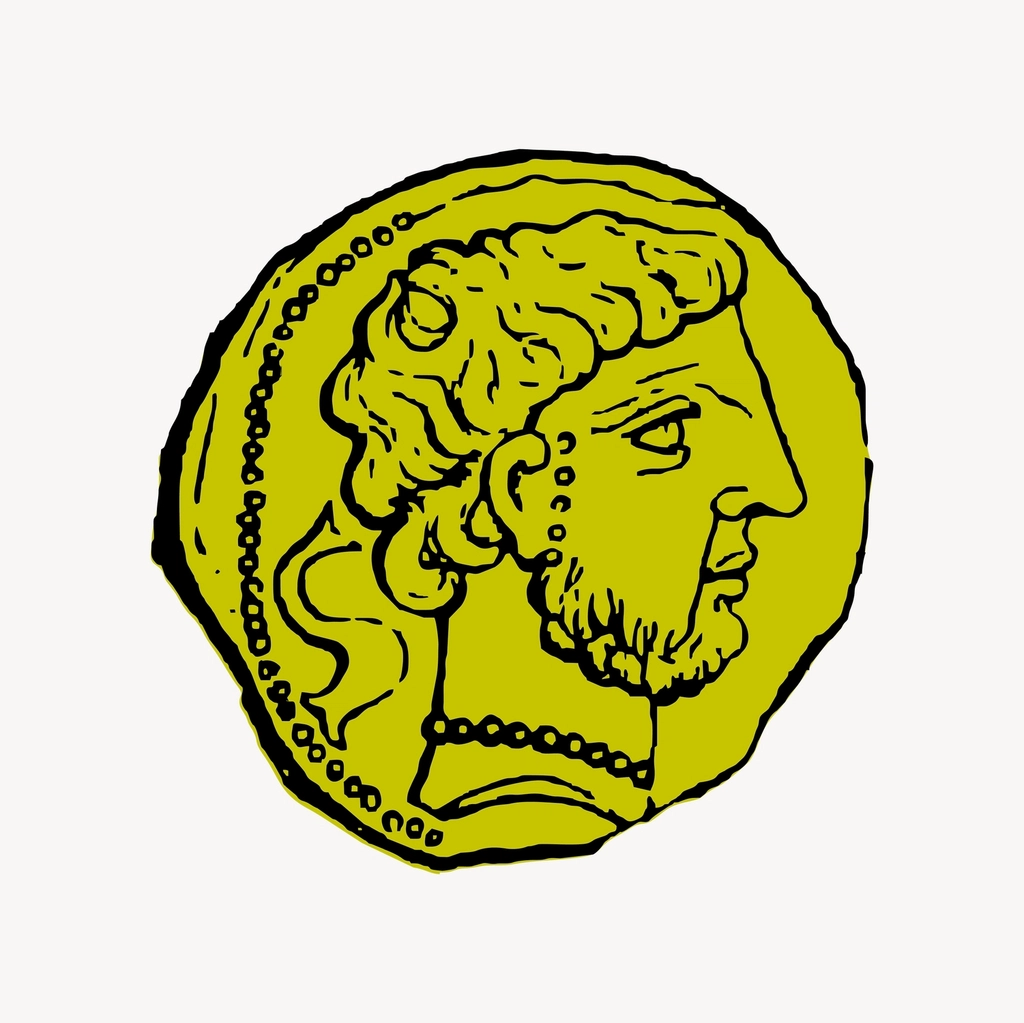 Ancient coin clipart, drawing illustration