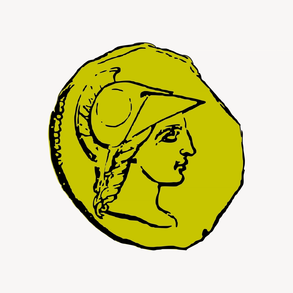 Ancient coin clipart, drawing illustration