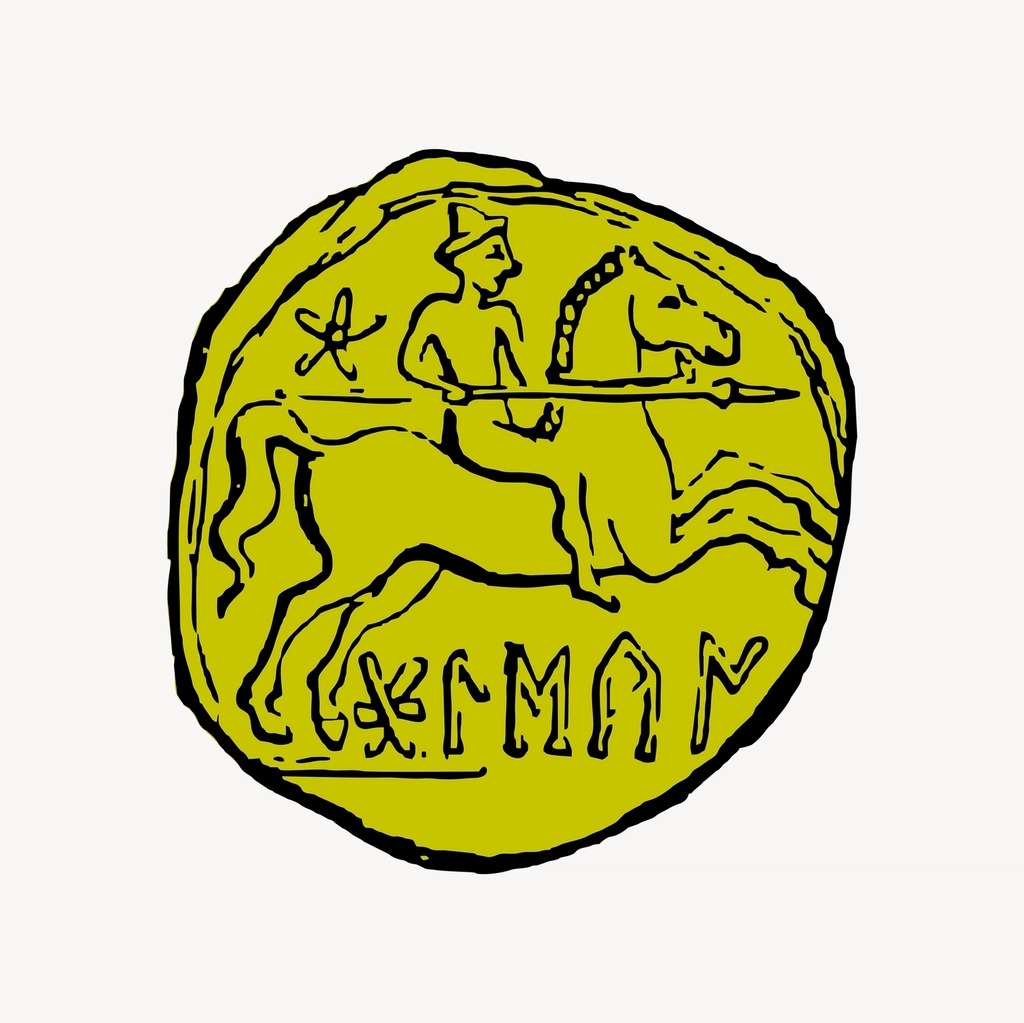 Ancient coin clipart, drawing illustration