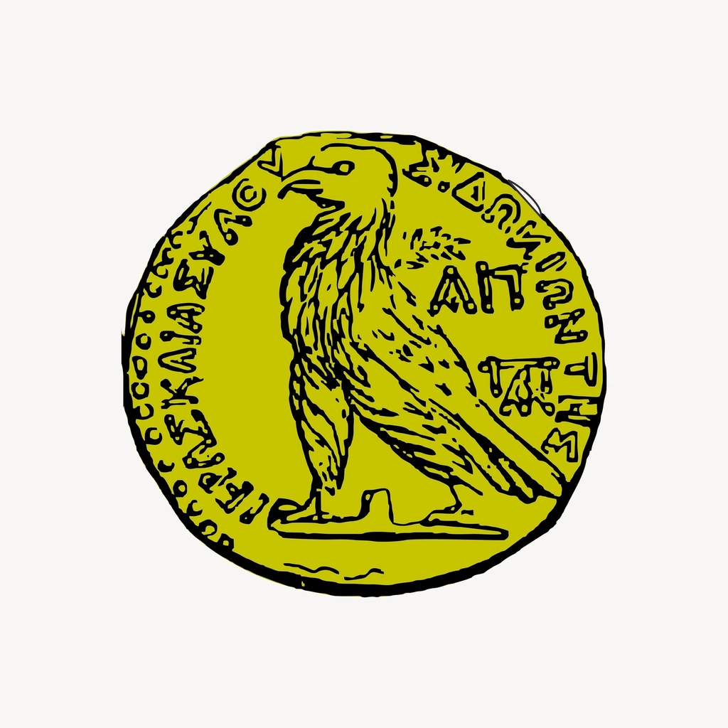 Ancient coin clipart, drawing illustration
