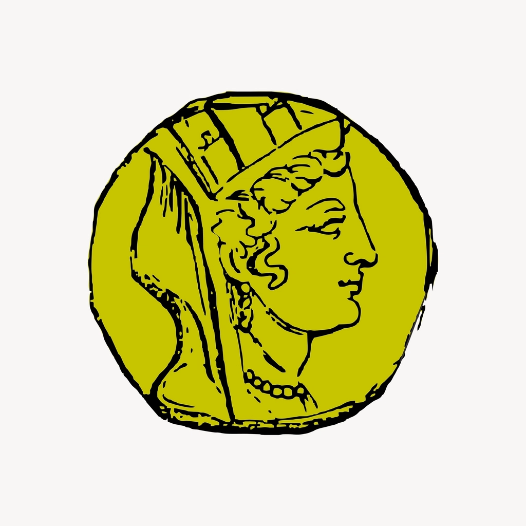Ancient coin clipart, drawing illustration