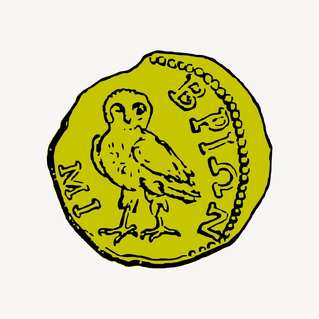 Ancient coin clipart, drawing illustration