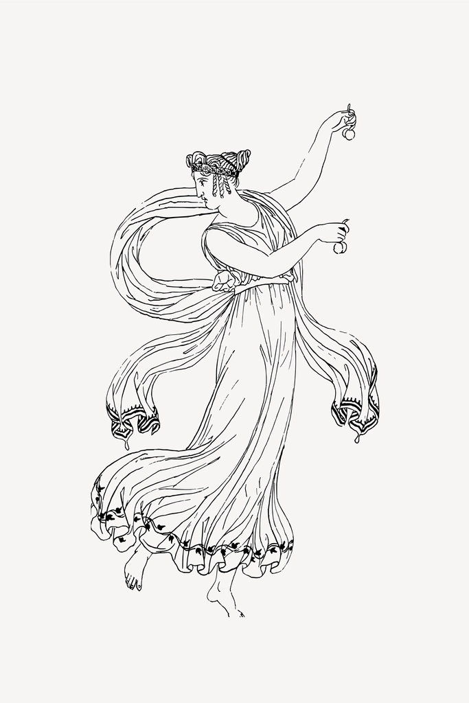 Ancient greek woman line art