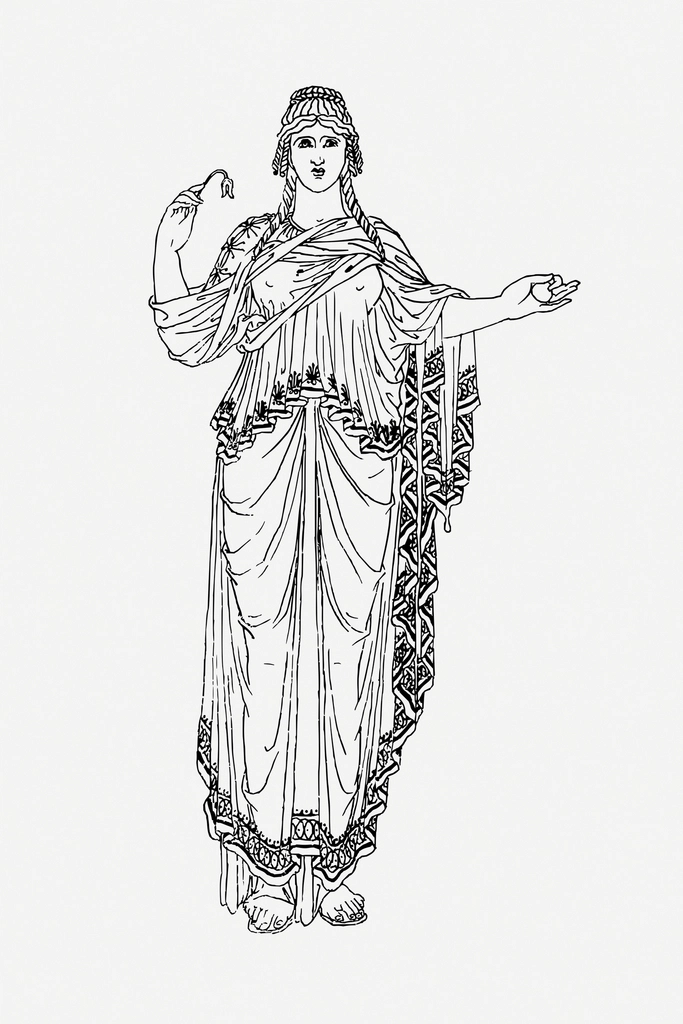 Ancient greek woman line art