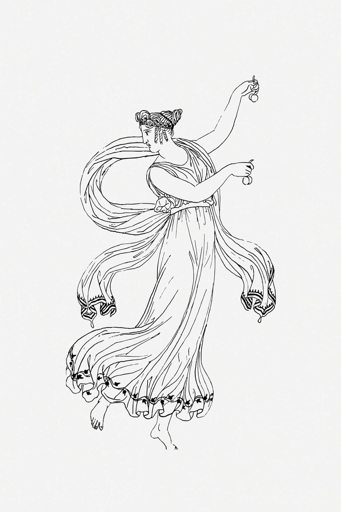 Ancient greek woman line art